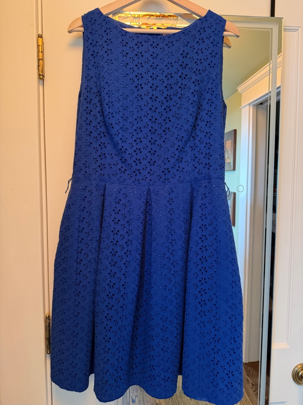 Isaac Mizrahi Royal Blue Sleeveless Eyelet Fit-and-Flare Midi Dress